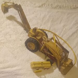 Vintage Metal Tractor with Backhoe